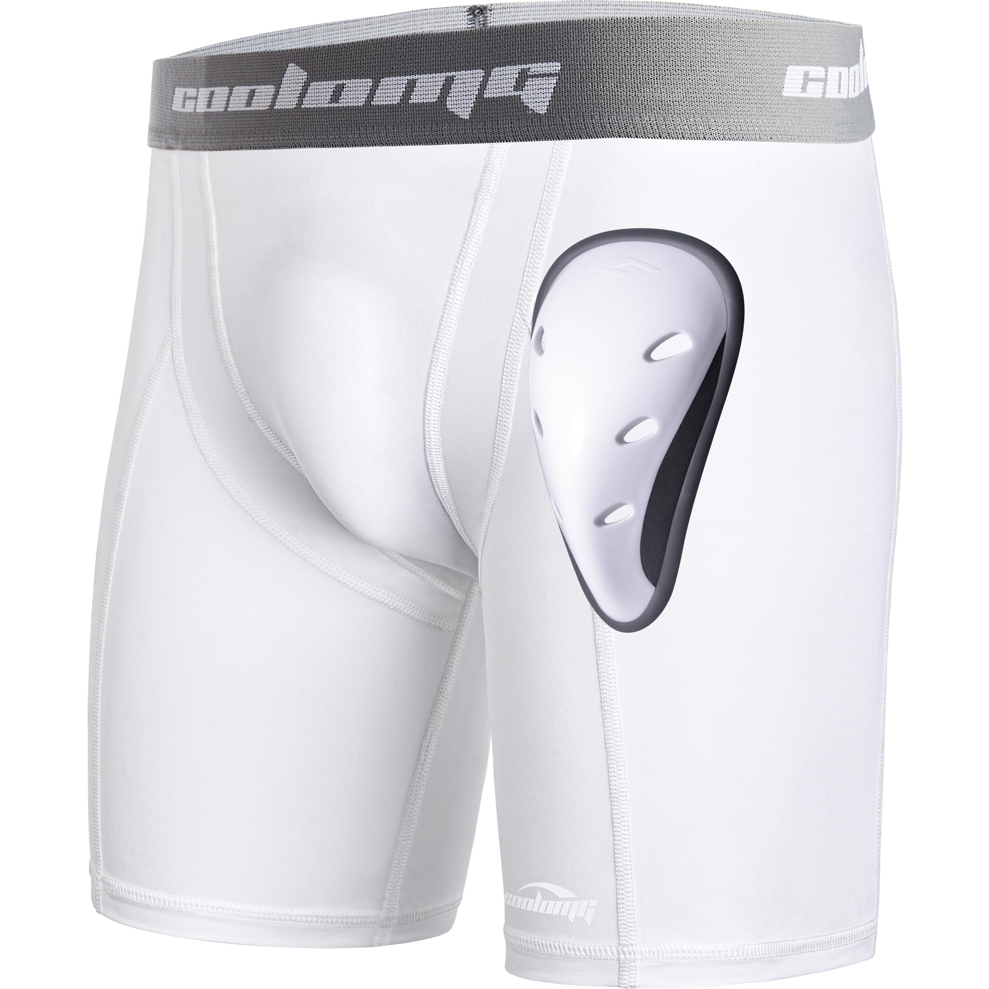 COOLOMG Mens Compression Shorts with Cup Baseball Football