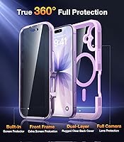 Vista 211 de Diaclara - Funda diseñada para iPhone 15 Plus de 6.7 pulgadas, transparente, cuerpo completo, con protector de pantalla, resistente de protección
