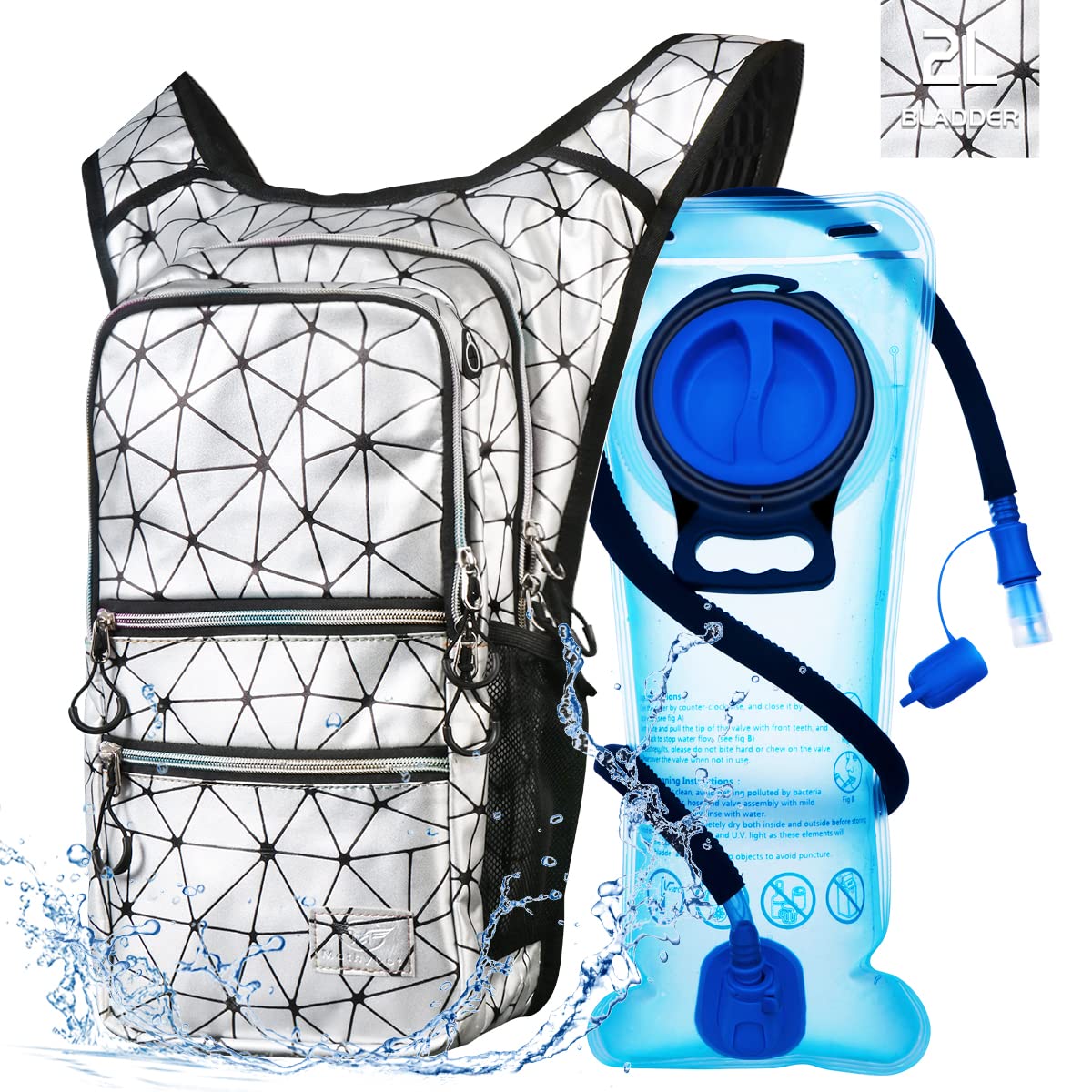 Mothybot Hydration Backpack Pack, Water Backpack 20L Capacities Included 2L Hydration Bladder, Festival Essential - Rave Hydration Pack Hydropack