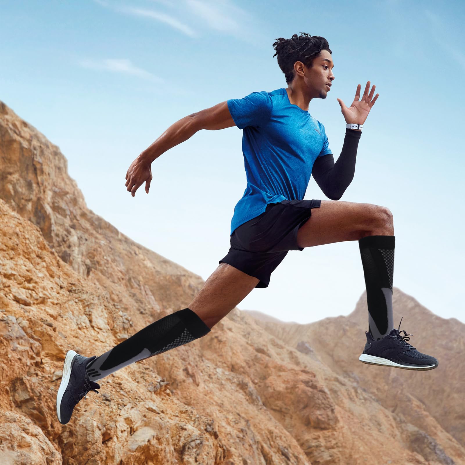 OSLEN Medias de compresión para hombre, calcetines de compresión para hombre y mujer, calcetines de compresión para deportes, vuelo, correr, viajes, ciclismo, fútbol, enfermeras, 15-20 mmHg