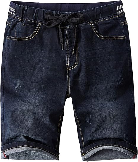 Elastic Jeans Shorts,Black,6XL : Amazon 