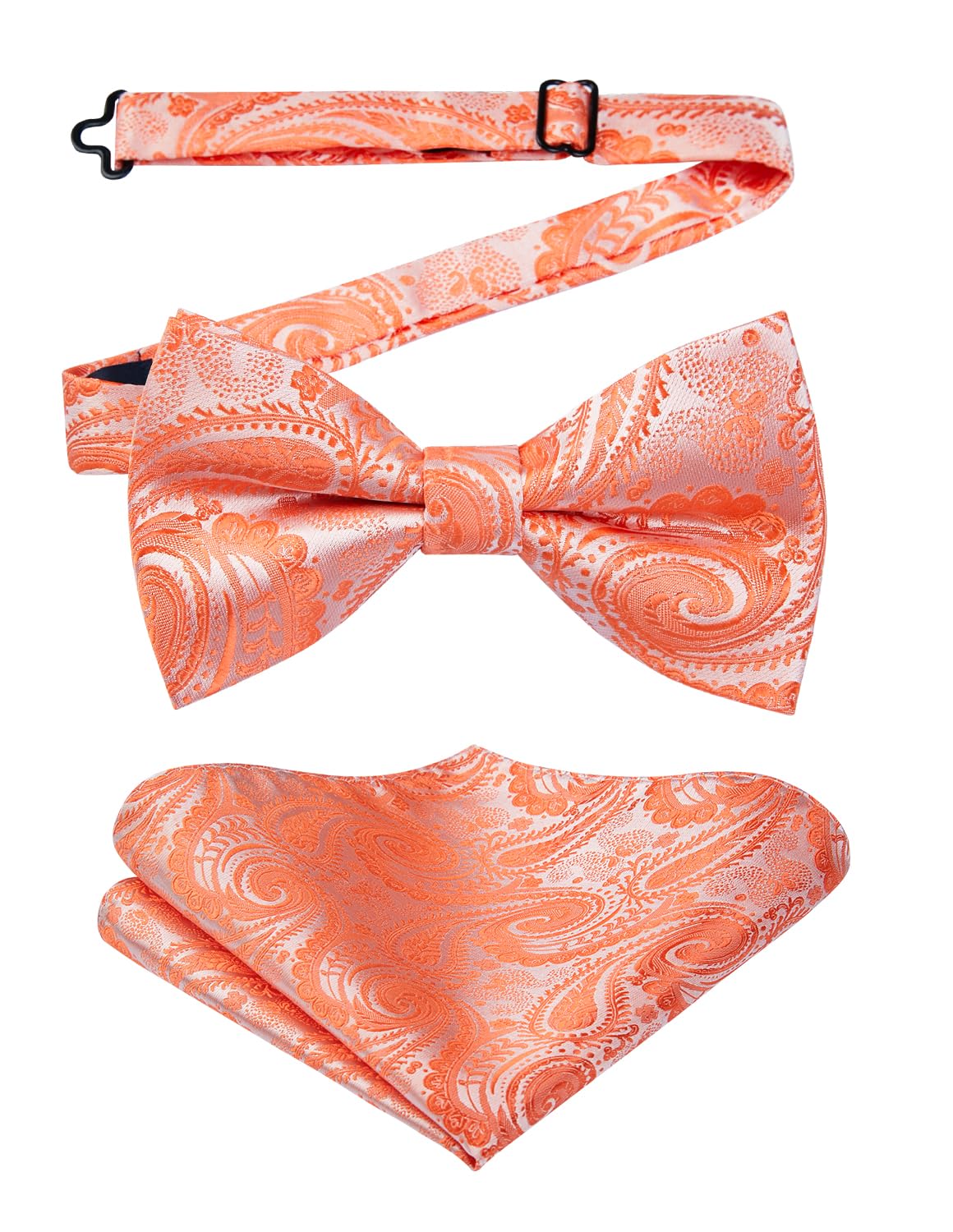 HISDERN Bow Ties for Men Paisley Floral Pre-tied Bowtie Pocket Square Set Men's Formal Bow Ties Wedding Party