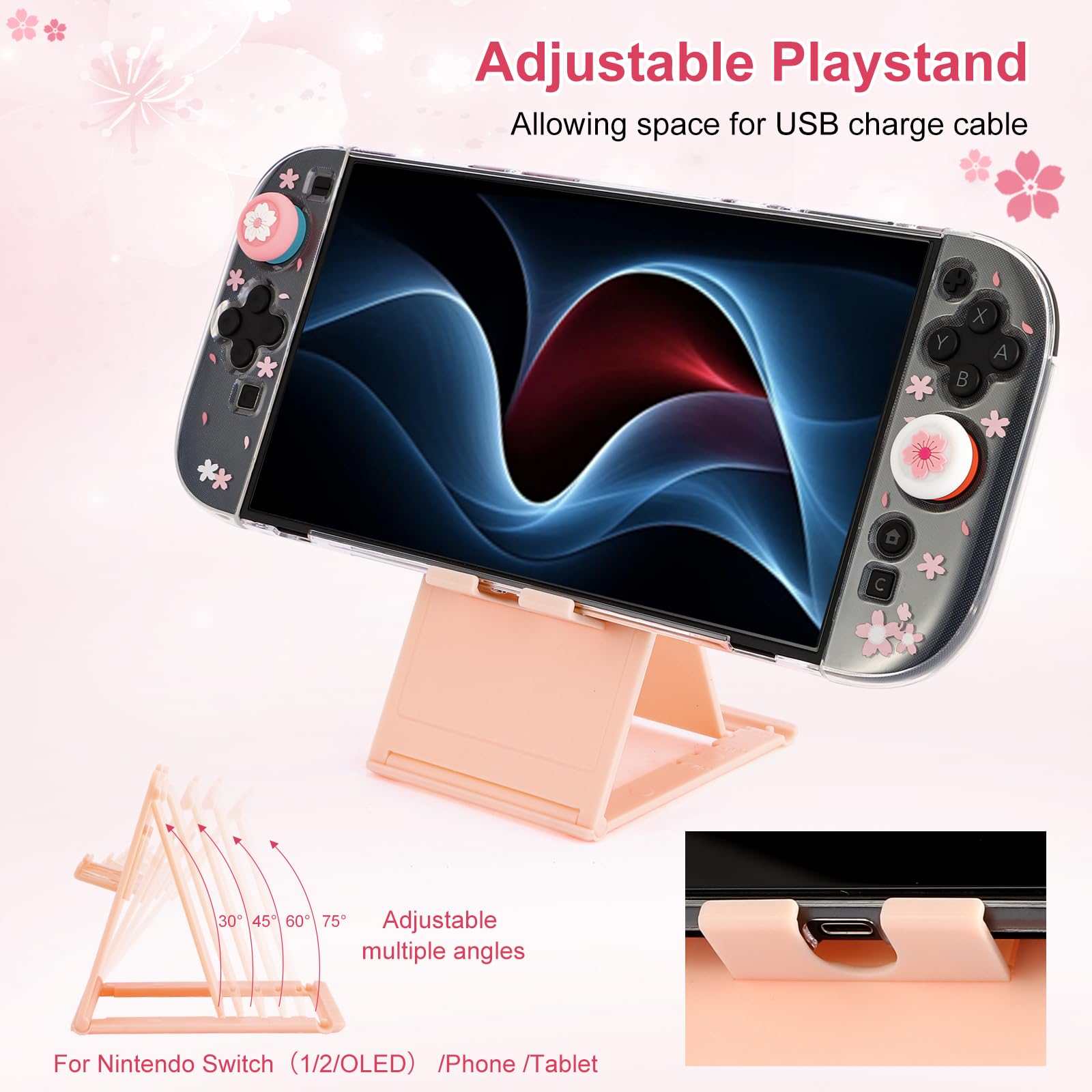 Custodia Compatibile con Nintendo Switch 2 (2025),Kit Accessori 10 in 1 Include con Switch 2 Cove,Vetro Temperato,4 tappi Thumbstick,Supporto regolabile