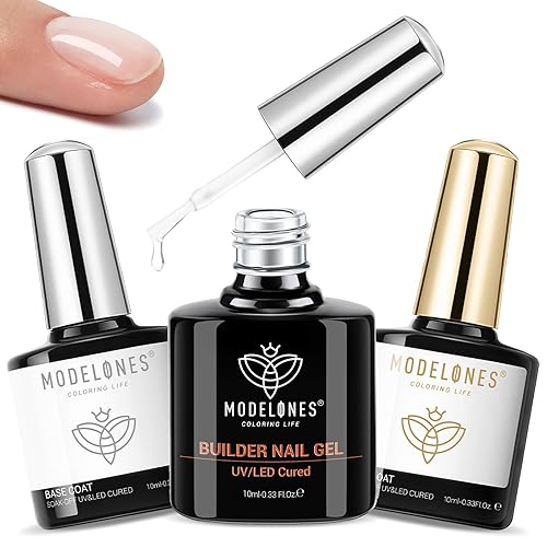 Vista 43 de Modelones – Capa superior de gel con purpurina aurora blanca ultrafina, esmalte transparente, acabado brillante y nacarado de larga duración