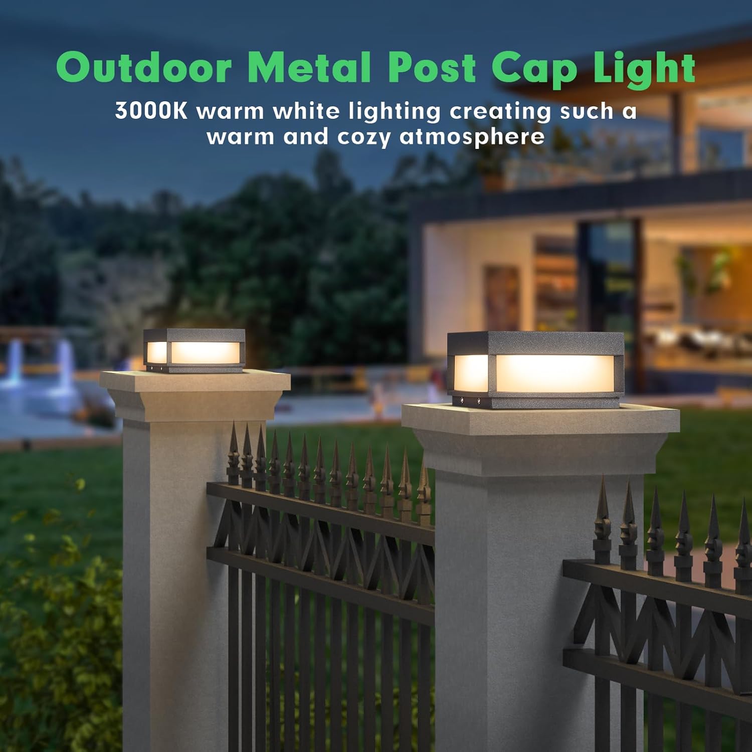 Outdoor Post Light,7.87" Modern Column Pillar Lamp Outside LED Fence Deck Cap Lights IP65 Waterproof 3000K Warm Lighting Lantern for Driveway Patio Garden Decoration,High Voltage Wired