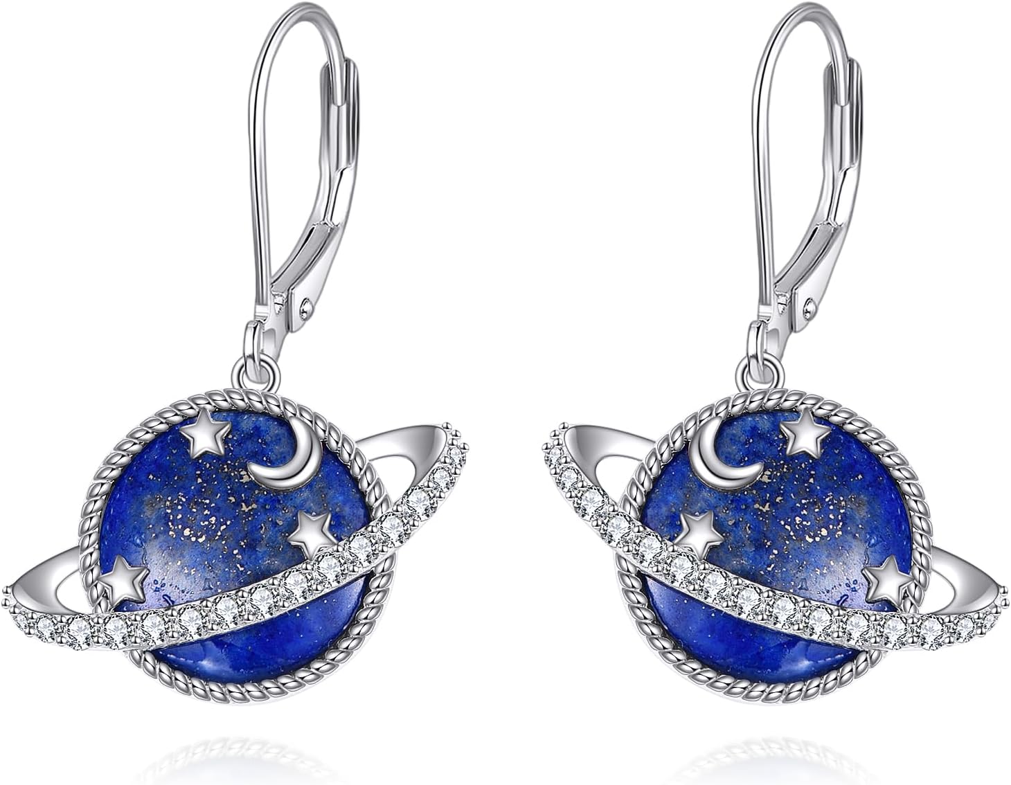 URONE Planet Earrings 925 Sterling Silver Space Dangle Earrings Celestial Saturn Earrings Planet Jewelry for Women