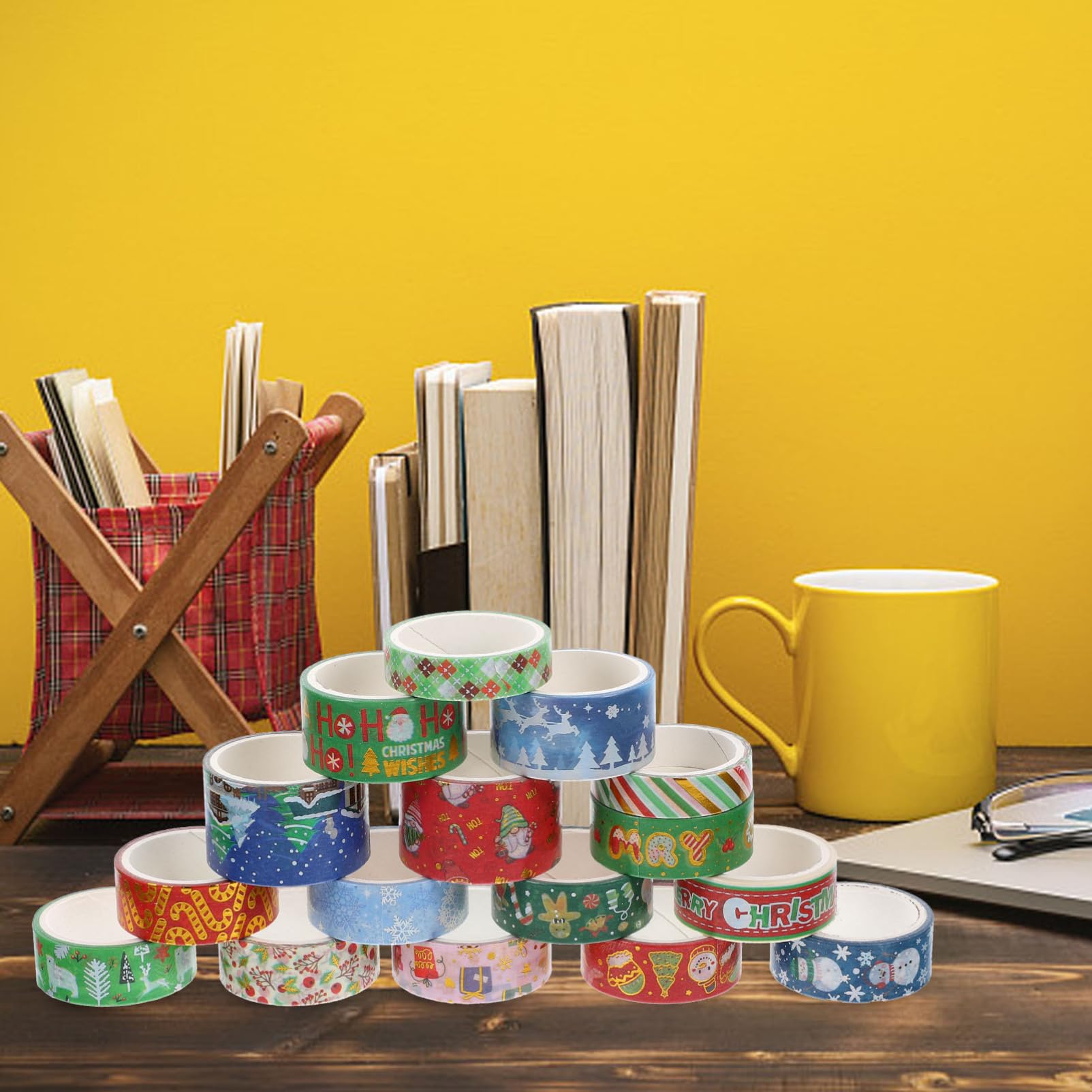 Lurrose 4 Juegos Pegatinas Decorativas Diy De Cinta Washi Navideña Con Estampado En Caliente (16 Uds) /rollo Sticker Paper Washi Tapes Reciclable Embalaje Álbum De Recortes 16 Rollos * 4