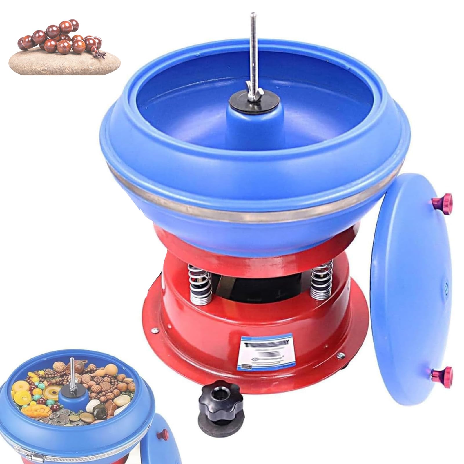 ksxnkhk 10 inch Vibratory Tumbler Polisher, 3.5L/0.92gal Professional Rock Kit, for Grinding and Polishing Workpiece Surface, Jewelry Accessories