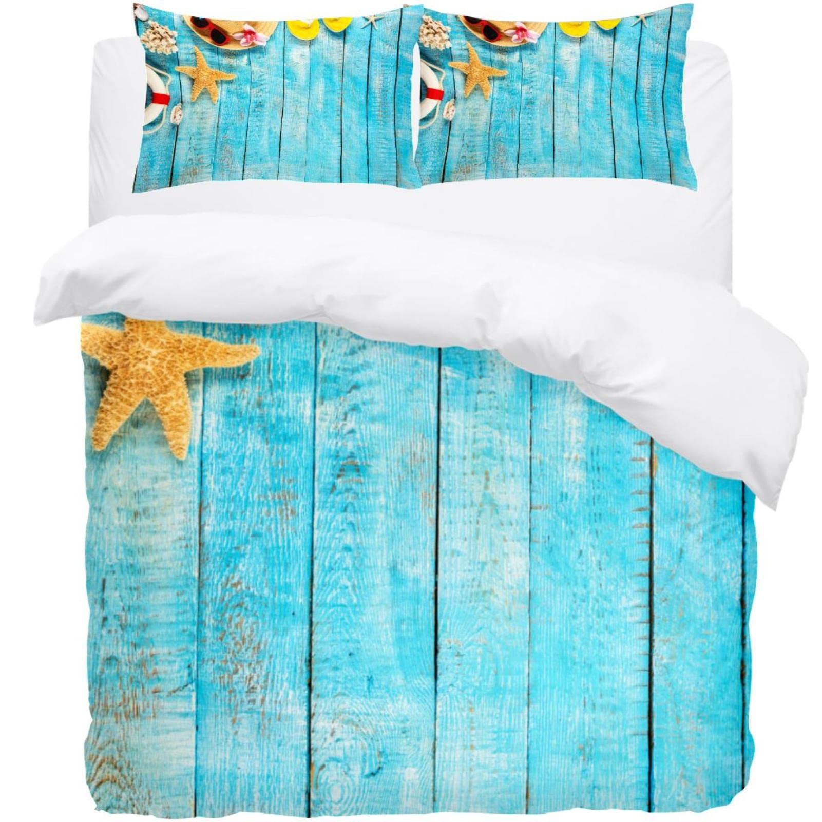 Housse de couette douce motif étoile de mer et parure de lit au tissage fin de qualité supérieure