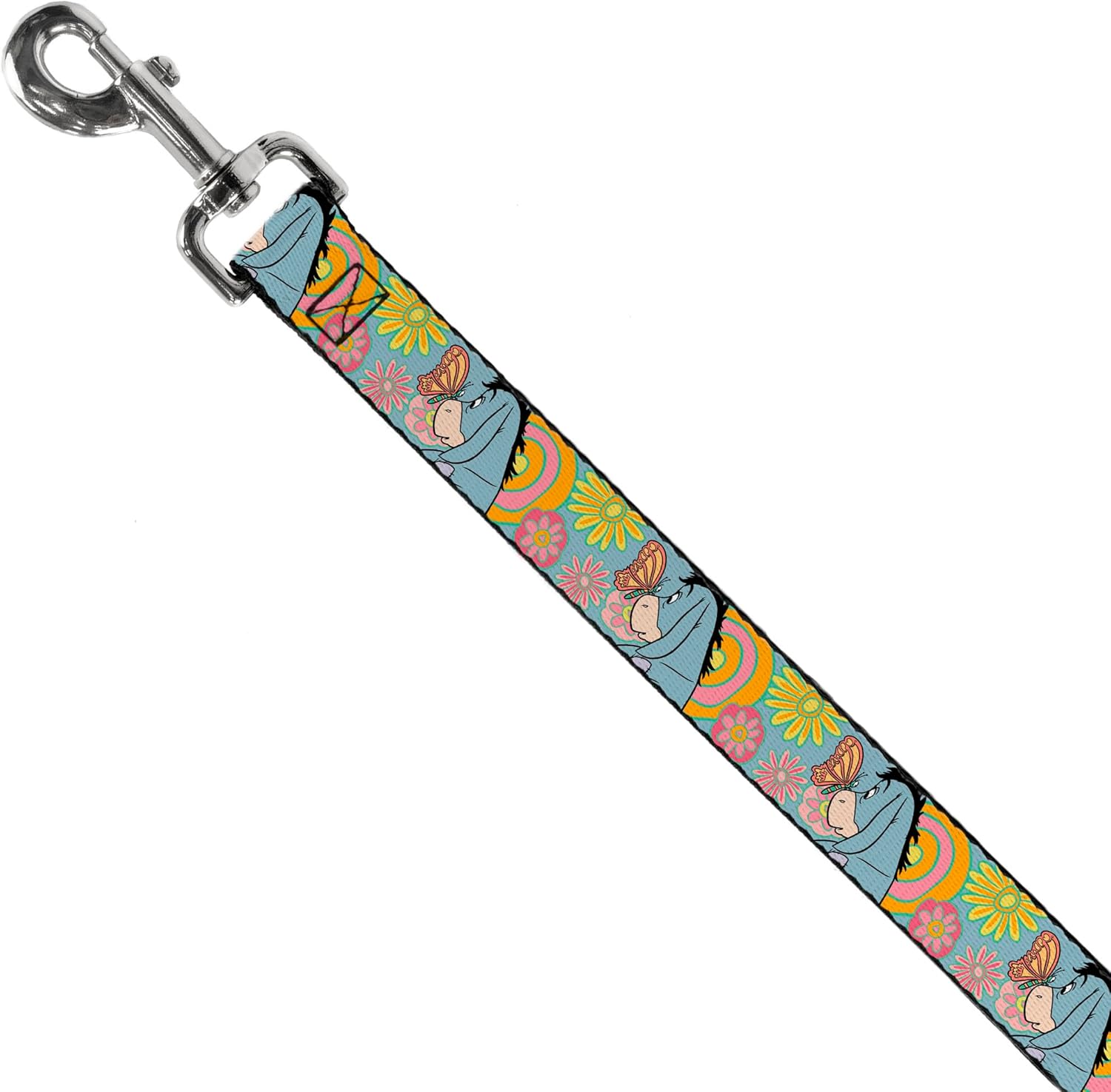 Disney Pet Leash, Dog Leash, Winnie The Pooh Eeyore Butterfly Pose Floral Collage Blue, 6 Feet Long 1.0 Inch Wide