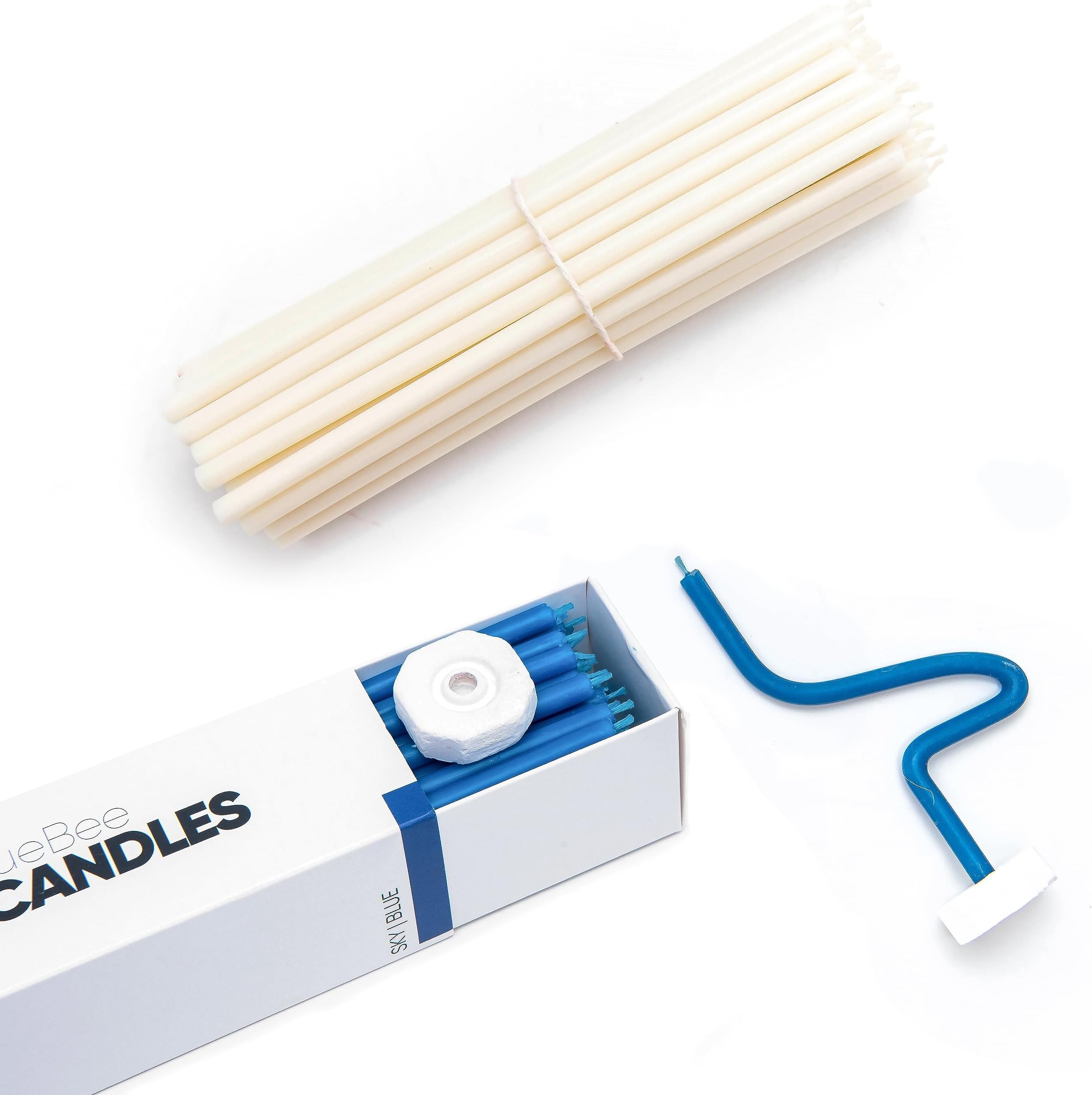 100% Natural Beeswas Candlesticks + 2 Candle Holders, Tall and Thin Taper Candles, 90 pcs