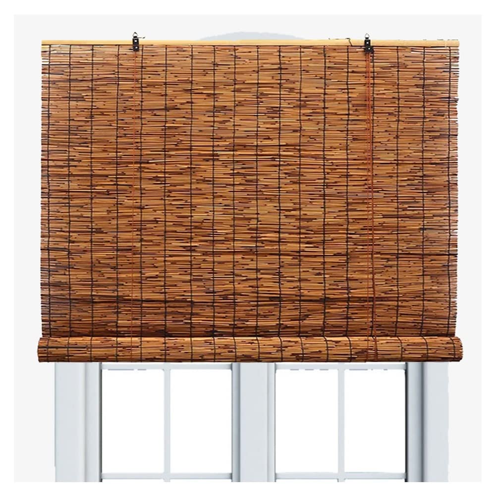 Naturalne Bamboe Rolgordijn, Riet Roman Rolety dla Binnen/Buiten/Tuin/Ramen, Drewniana Zasłona Okienna, Carbonized Color (Size : WxH60x160cm(24x63inch))