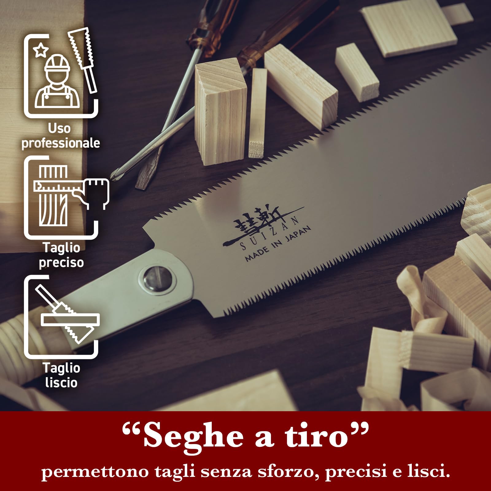 SUIZAN Ryoba Sega giapponese a doppio taglio 240mm - Utensili professionali per la lavorazione del legno