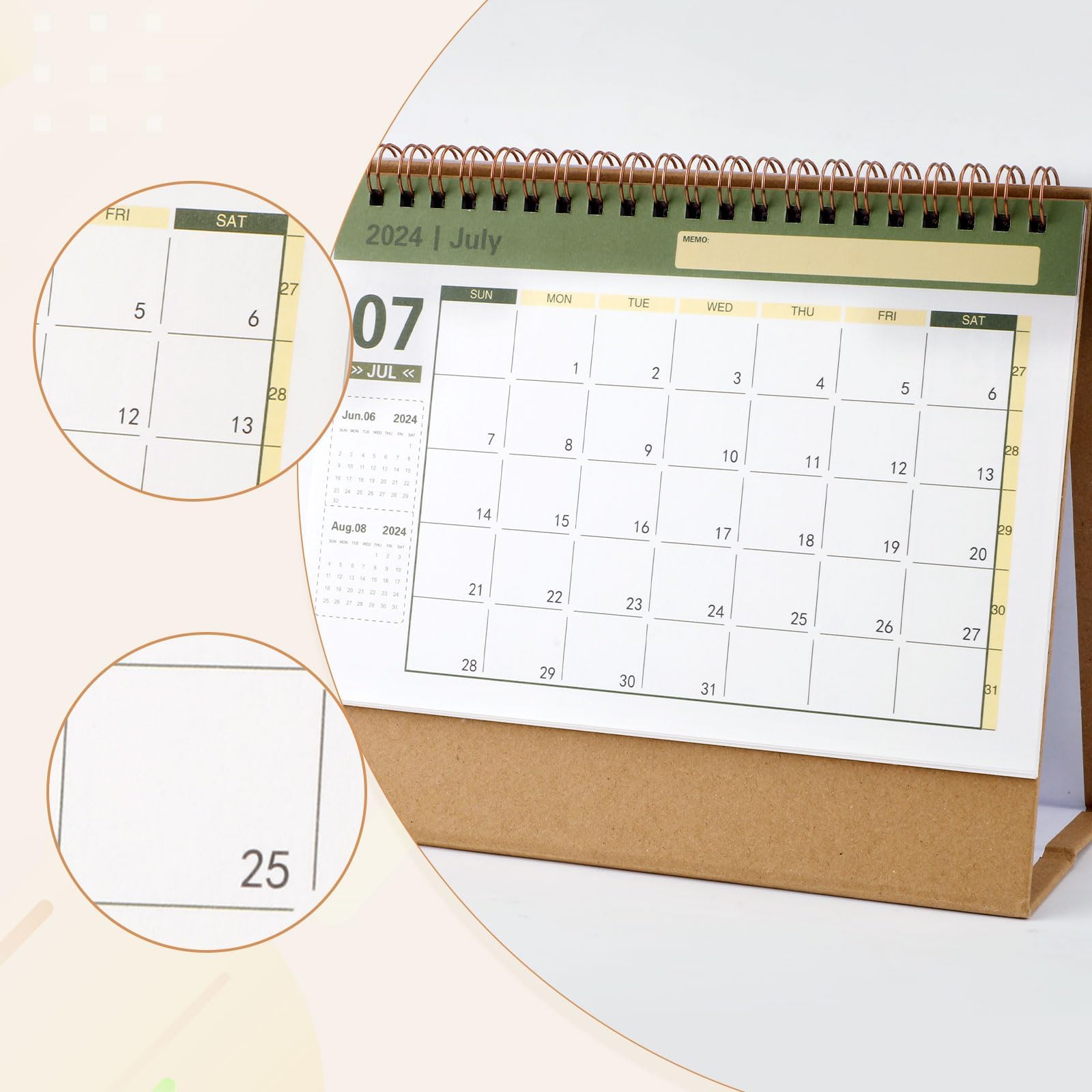 AOKWAWALIY 2026 Desk Calendar Standing Flip Desktop Calendar Stand up Desk Calendar 7.4x6.4 Inch with Twin-Wire Binding - Image 4