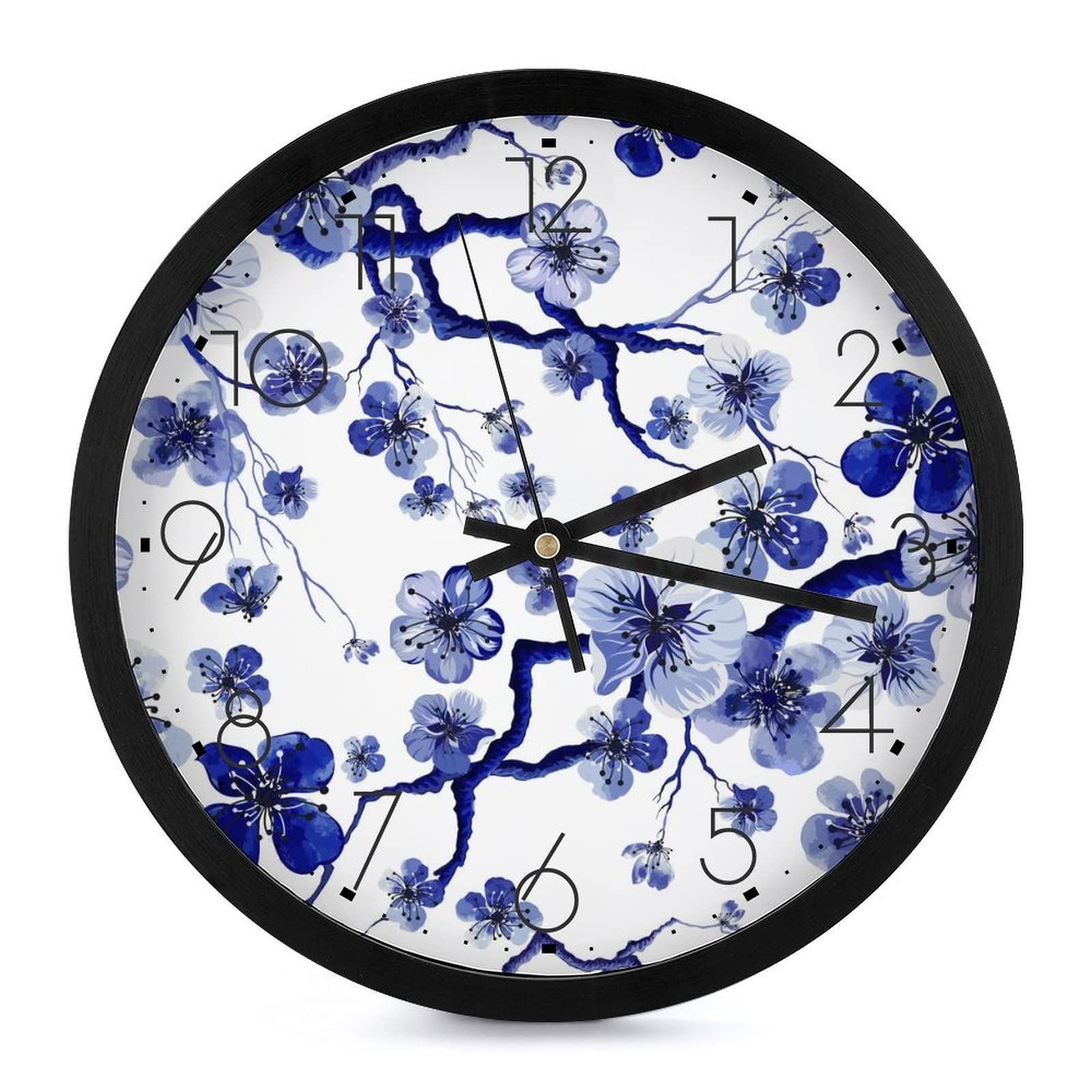 Horloge murale ronde grands chiffres lisibles de 25.4cm bleu