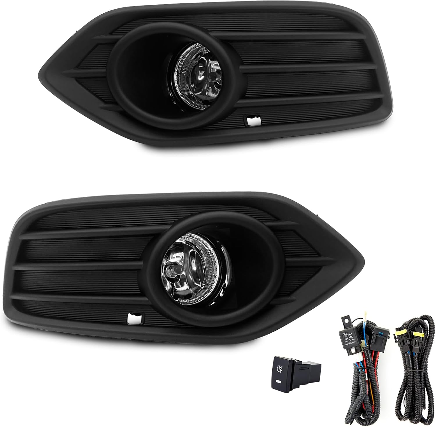 Fog Lights Assembly Compatible With Honda HR-V/VEZEL 2019-2022 Included Switch,Wiring Kit And Halogen light OEM Part Number:71106T7AJ10 HO1038158 71105T7AJ10 HO1039158(Clear Lens)