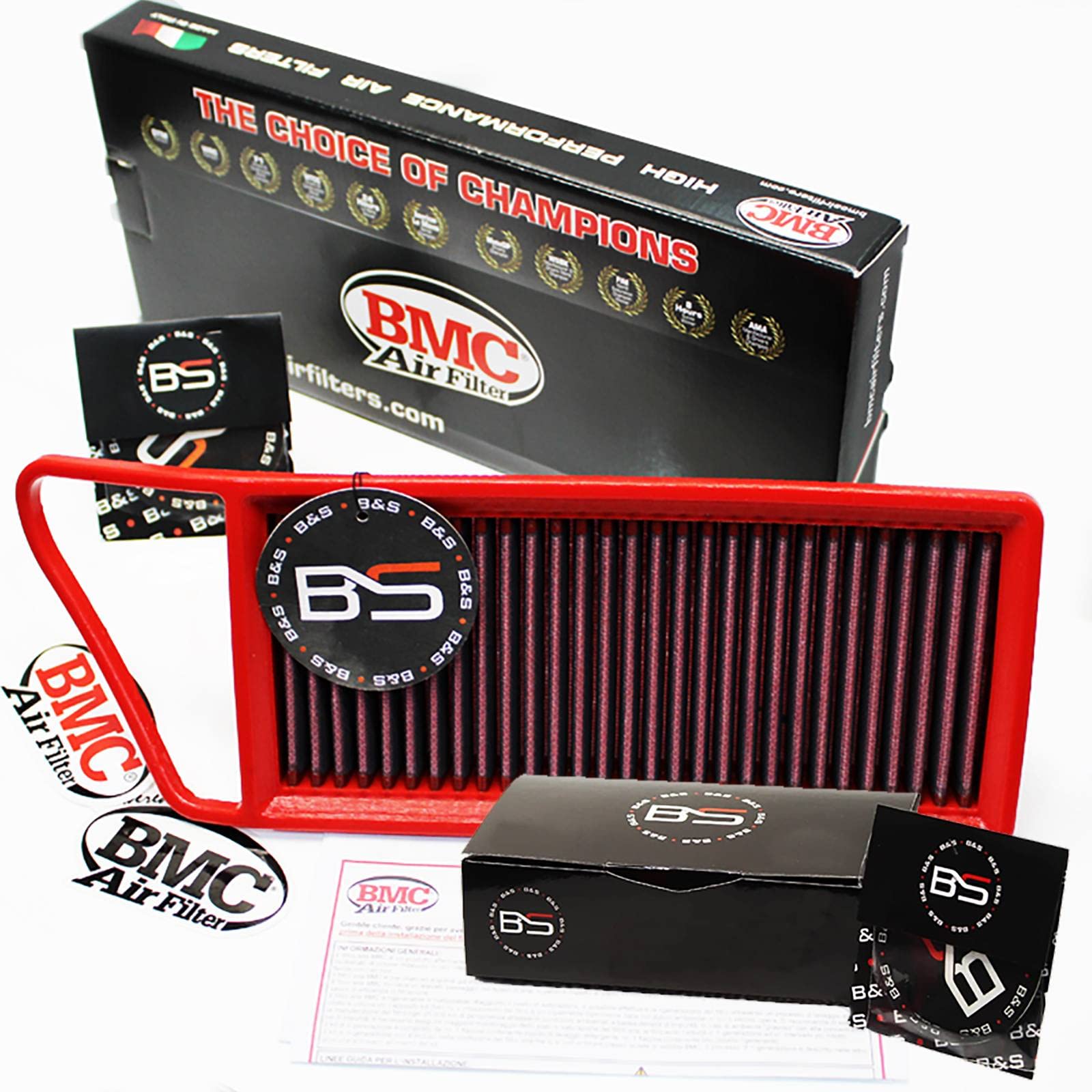 B&S Kit Filtro Aria Sportivo Aspirazione Rigenerabile Lavabile FB309/20 con Profumatore Interni