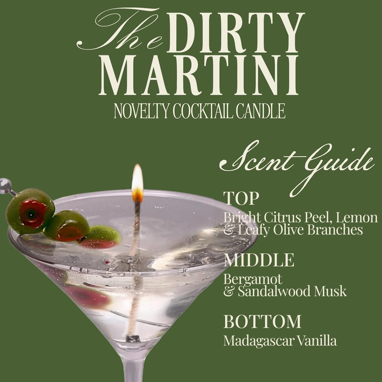 Dirty Martini Cocktail Candle, 40+ Hour Long-Lasting Burn Handcrafted Decorative Candles for Home Scented, Bar Cart Accessories, Birthday Candle Martini Party Decorations - Image 3