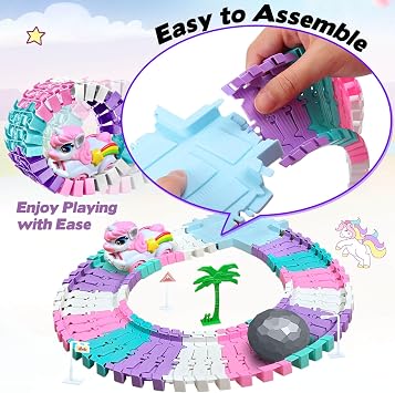 Dolanus Unicorn Car Race Magic Tracks for Girls Toddlers, Age 3+, Gifts