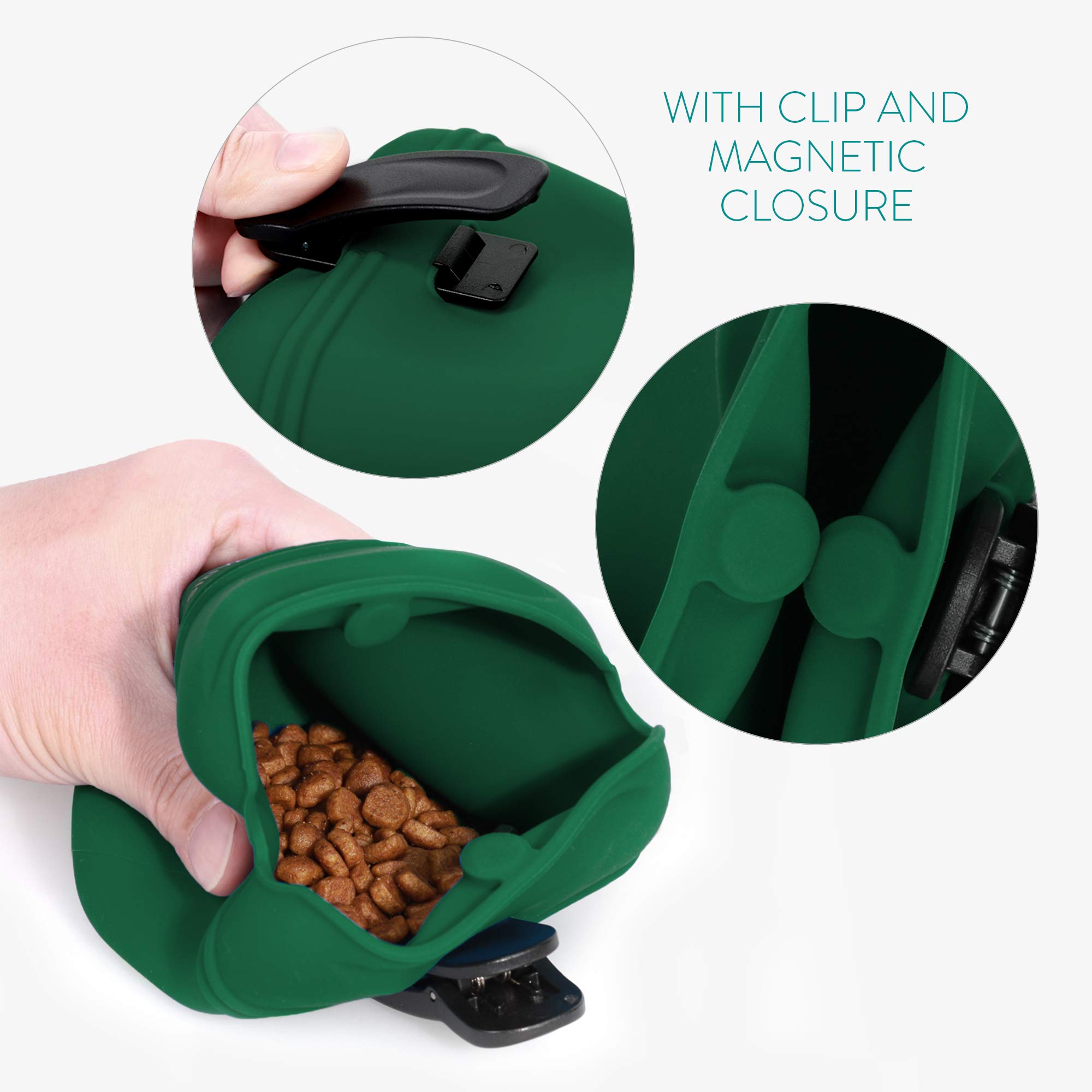 Navaris 2X Borse Croccantini Cani - Sacchetta Ricompense per Addestramento Passeggiata Cane - Tasca Porta-Oggetti Silicone 12,8x10,7x4,8cm