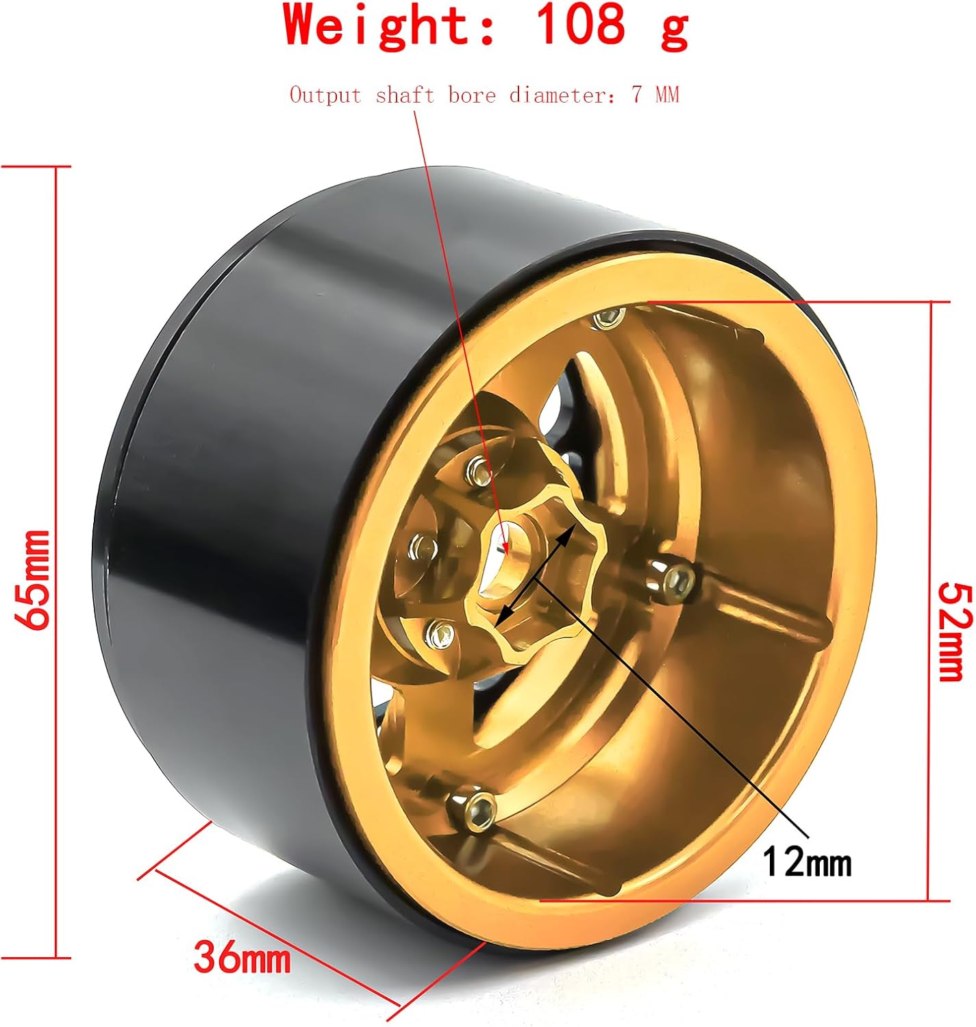 Lifehead Aluminum 2.2 Inch Split Structure Beadlock Wheels CNC Process Fit for 1/10 1/8 RC Crawler Car D90 KM5 YK4082 Axial SCX10III RBX10 RR10 Traxxas TRX4 ，12mm Hex