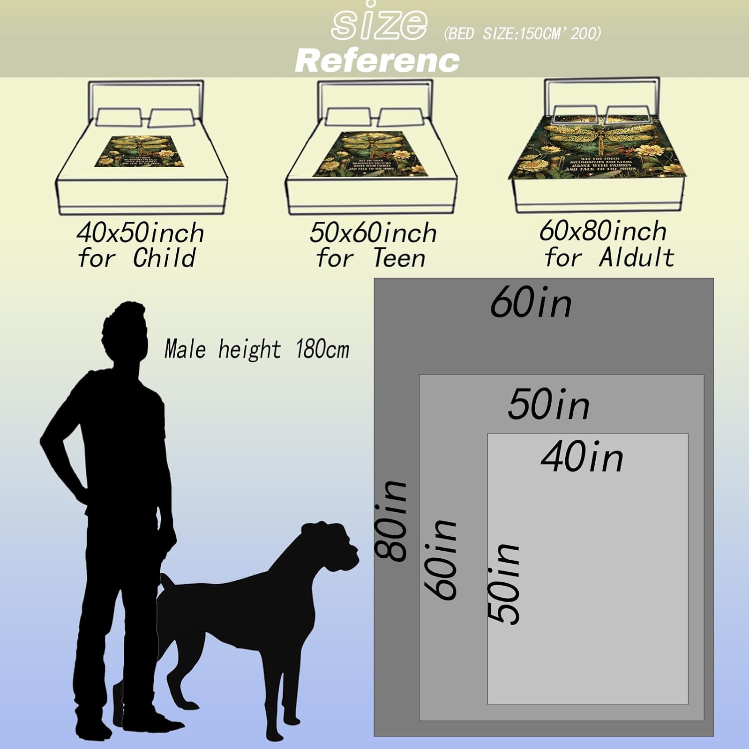 Mystical Dragonfly Fairy Throw Blanket, 50x60in, Soft, Lightweight Flannel,Celestial Vintage Clock, Yellow Flower Inspirational Quote Blankets, Gifts for Women, for Home Living Room Decor - Image 3