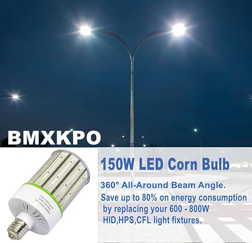 Miniatura 2 de BMXKPO Luces LED de maíz de 150 W, base de Mogul E39, bombilla LED de 6000 K, bombillas de maíz de grado comercial blanco frío para estacionamientos