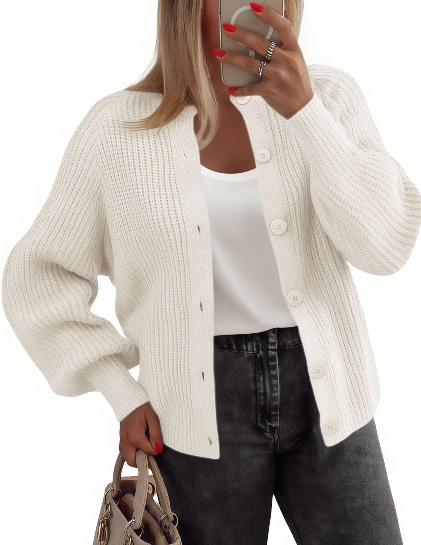 Zeagoo 2026 Cardigan Sweaters for Women Long Sleeve Chunky Knit Cardigan CEW Neck Button Down Fall Fashion Clothes