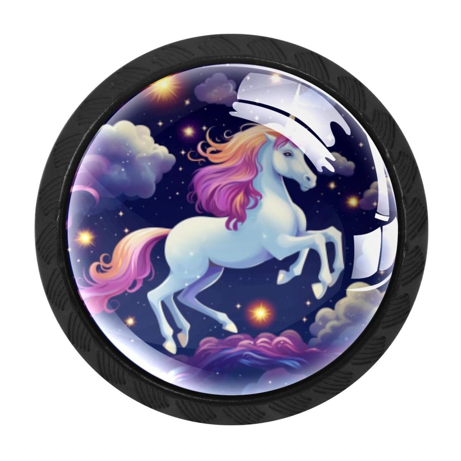 Chenzzzz Multicolored 15 4Pcs Starry Unicorn Dresser Knob Round Glass Drawer Knobs Pulls Cabinet Handle For Home Kitchen Office Bathroom Wardrobe Cupboard