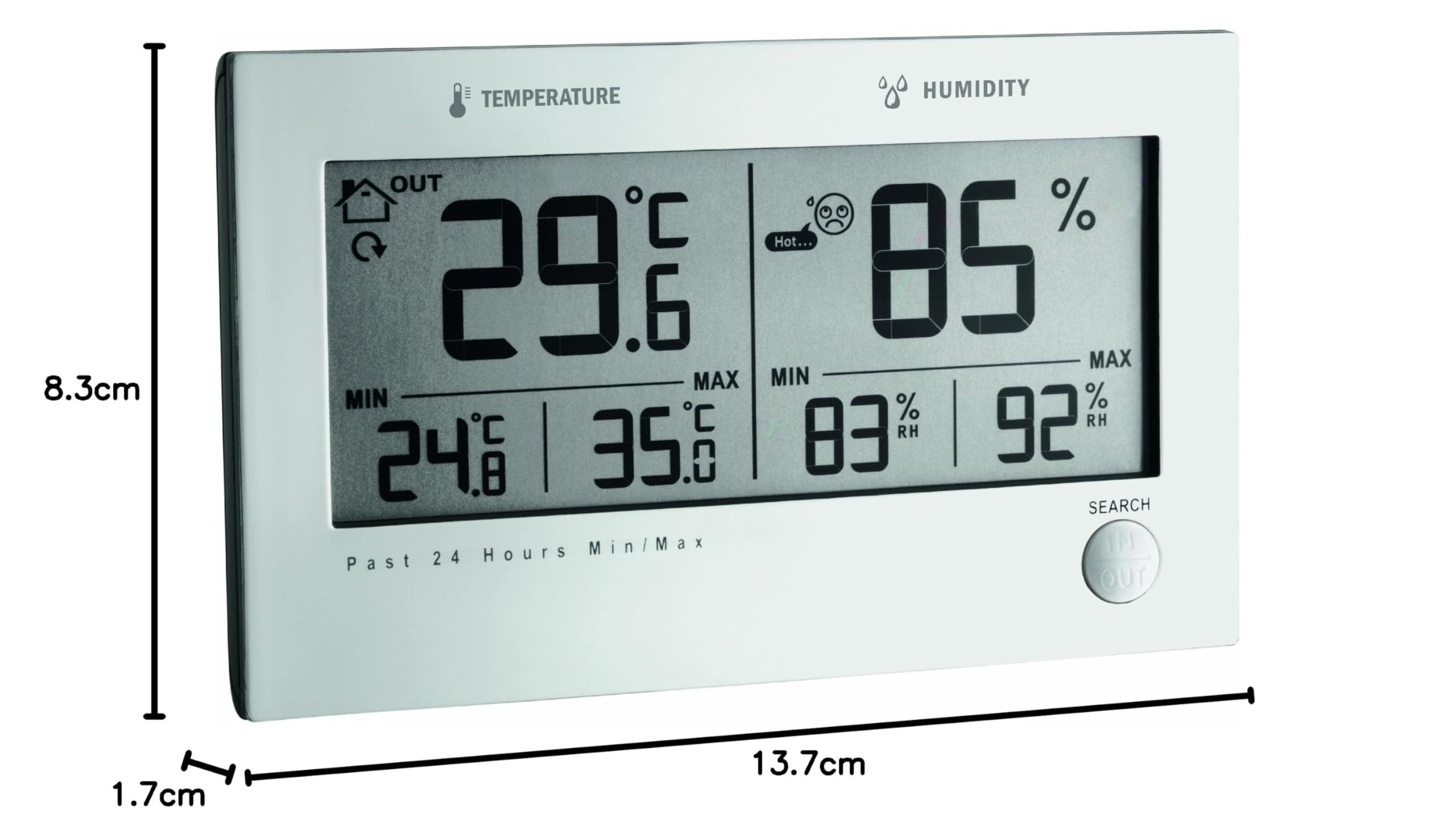 TFA Dostmann Twin Plus radiowy termometr z higrometrem, komforty, symbol mrozu, wyświetlanie temperatury wewnętrznej i wilgotności powietrza, alarm