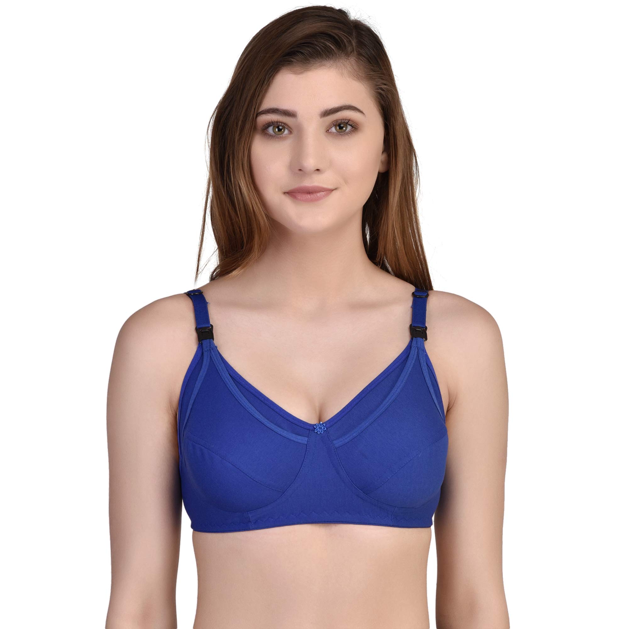 Nursing Bra with Clip Down Cups, Cotton Maternity Feeding Bra with Adjustable Straps-image-41