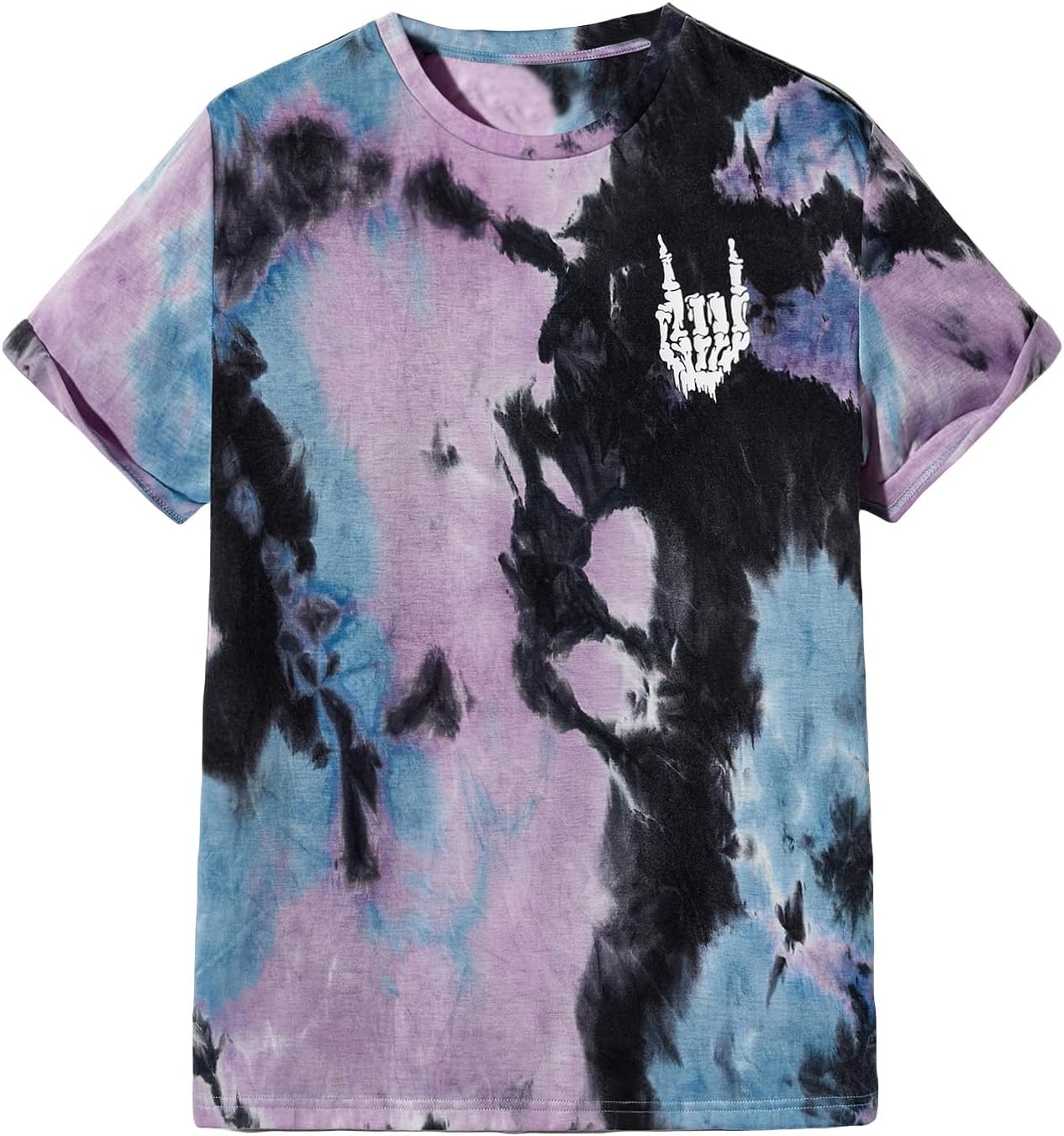 Verdusa Men’s Tie Dye Short Sleeve Round Neck Graphic Tee Tops