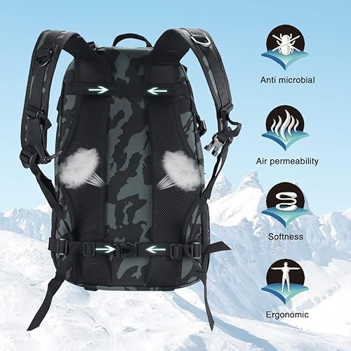 Miniatura 5 de LIMHOO Mochila táctica para hombre, bolsa militar Molle para senderismo, paquete de día de 27 L, mochila EDC impermeable con parche de bandera de