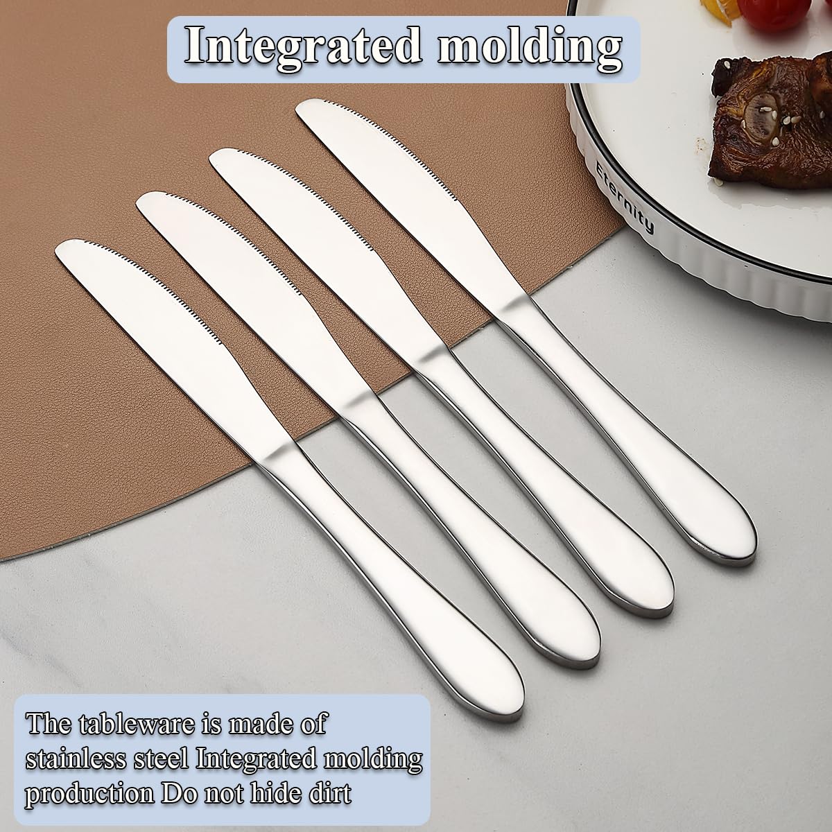 Berglander Tafelmesser-Set von 12 Stück, lebensmittelechte Edelstahl-Buttermesser Speisemesser für Zuhause, Restaurant, Hotel, spülmaschinenfest