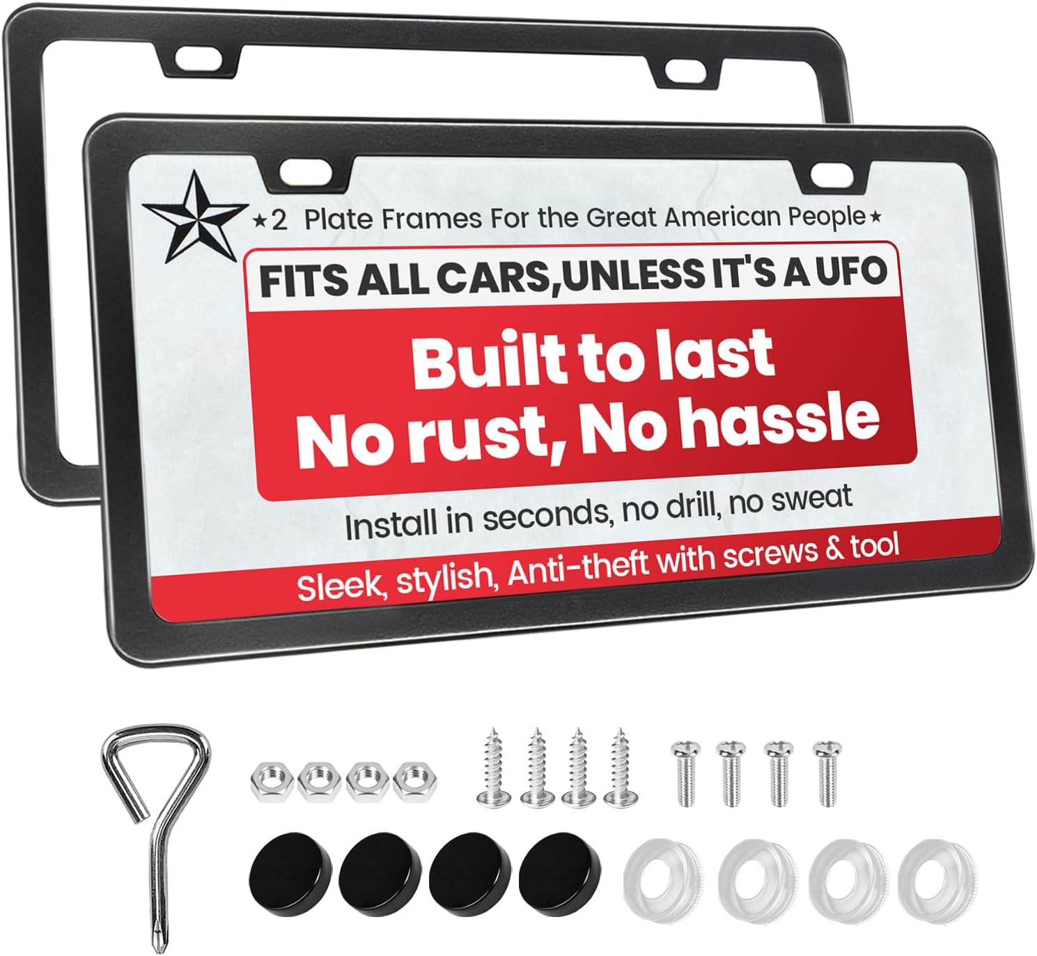 Matte Black License Plate Frame With 3D Black HEMI Logo - Sleek, Custom Look For Dodge/Chrysler