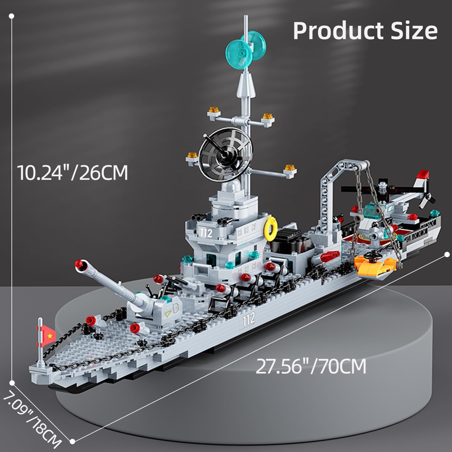Chodia Battleship Building Block Set, 6-in-1 X-Large WW2 Military Battle Ship Aircraft Carrier Toys Navy Warship MOC Model Kits Ideas Birthday for Adults, Men, Boys Age 8-12, 8-14, 8+