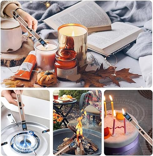 Miniatura 6 de SUPRUS Encendedor de velas eléctrico de arco, resistente al viento, sin llama, recargable por USB, con luz LED, para velas, camping, barbacoa,