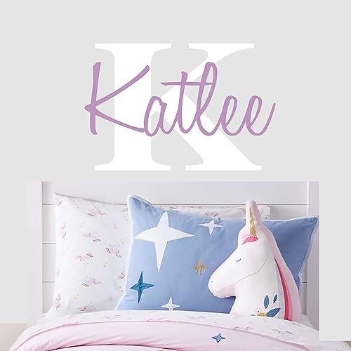 Miniatura 2 de Calcomanía de pared personalizada con nombre e inicial, unisex, para bebé, niña, para guardería, hogar, dormitorio, niños, calcomanía de pared (400)