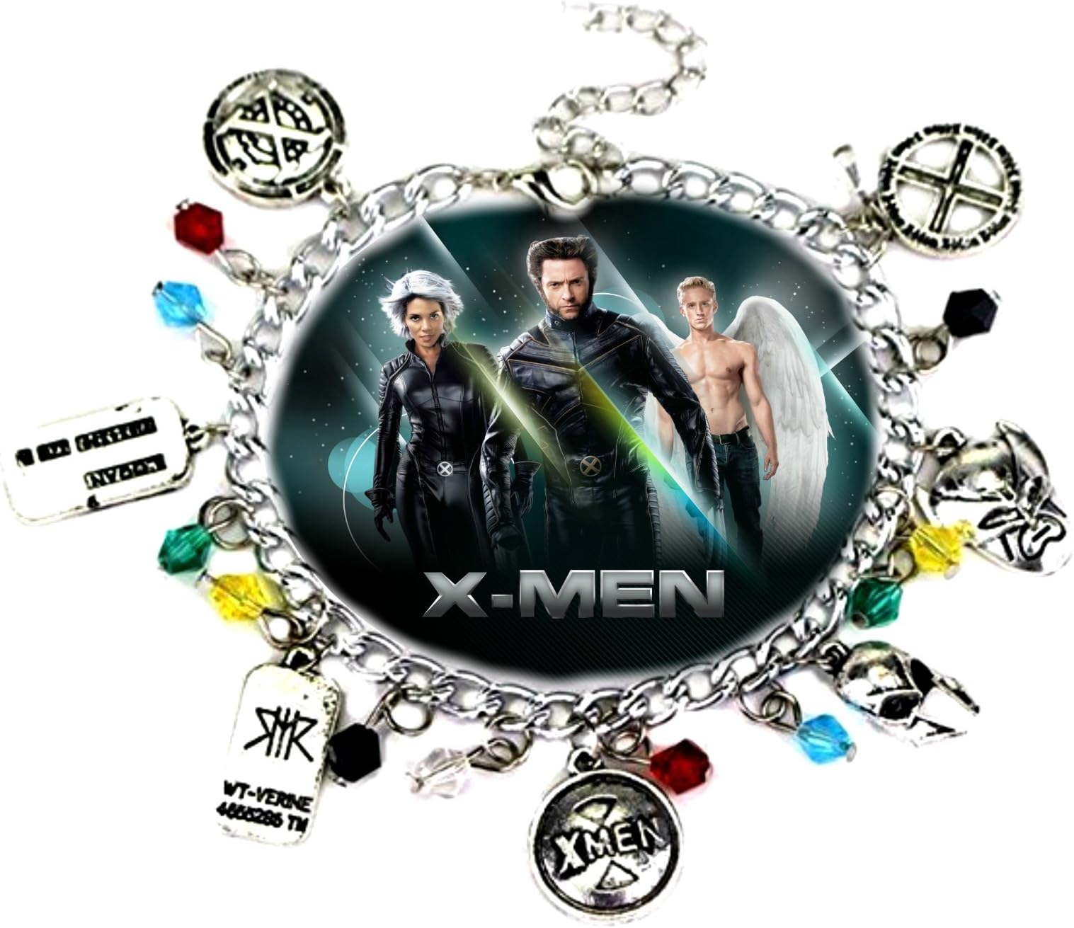 Marvel Comics The X-MEN ( 7 Themed Charms) Silvertone Metal Charm BRACELET