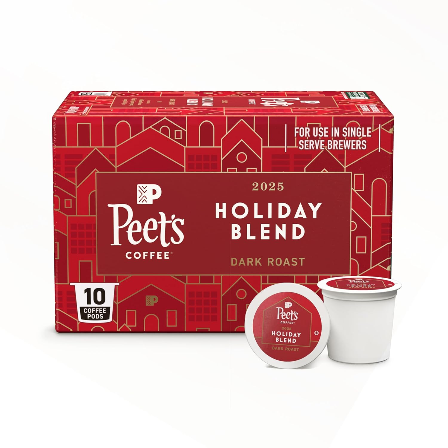 Peet's Coffee, Dark Roast Keurig K-Cup Pods, 100% Arabica Coffee - Holiday Blend 60 Count (6 Boxes of 10 K-Cup Pods)