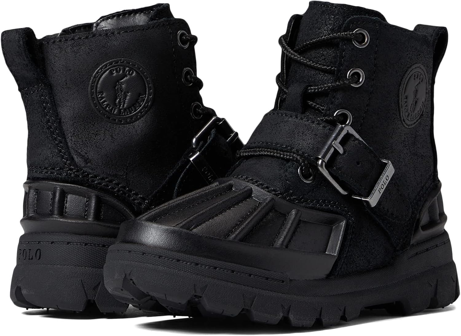 POLO RALPH LAUREN Baby Boy's Oslo High (Toddler) Black Suede/Black 4 Toddler M