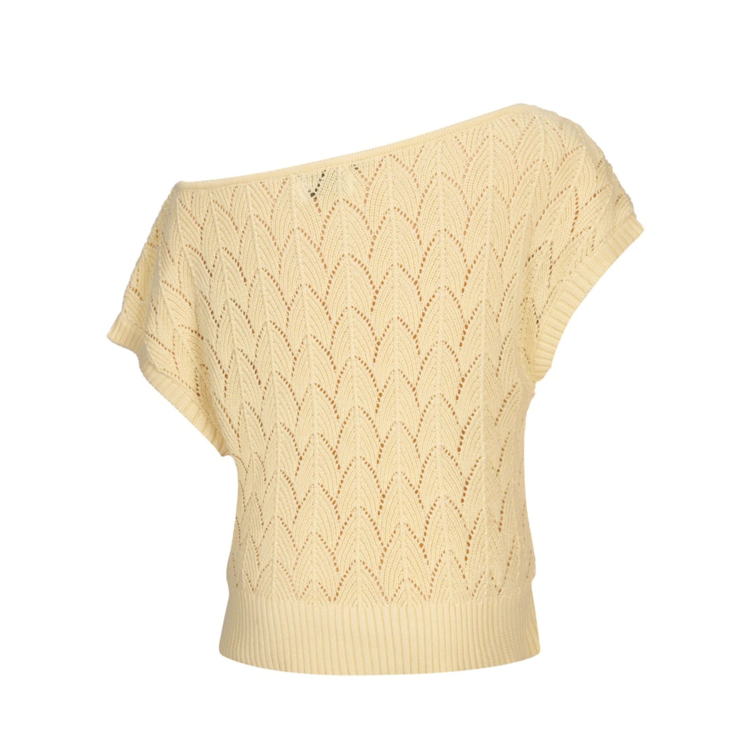 OXKnit Damen Off Shoulder T-Shirt Baumwolle Stricktop Kurze Ärmel Lässig Alltagskleidung - Kurze Version