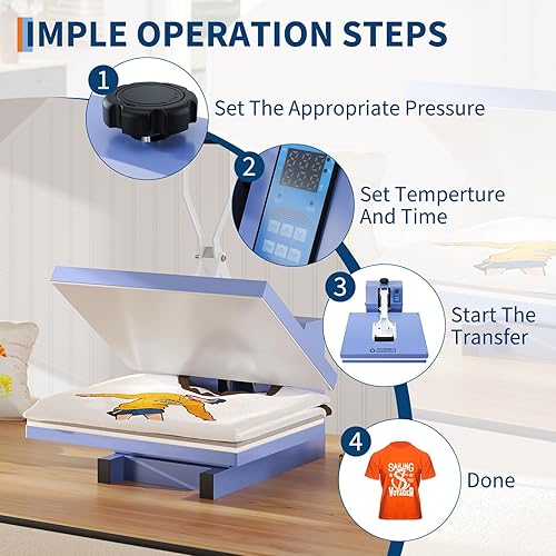 Miniatura 6 de GAOMON Prensa de calor de 16 x 20, impresora profesional digital, máquina de prensa de calor de calentamiento rápido con presión ajustable, máquina