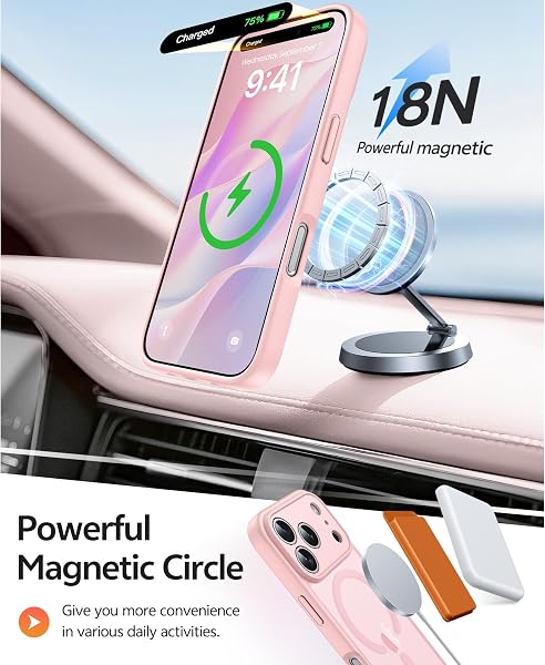 FNTCASE FNTCASE for iPhone 17 Pro Case: [Compatible with Magsafe] Translucent Matte Cases with [Full Camera Protection] [Screen Protector] Military Grade Shockproof Protective Phone Cover - Light Pink in use