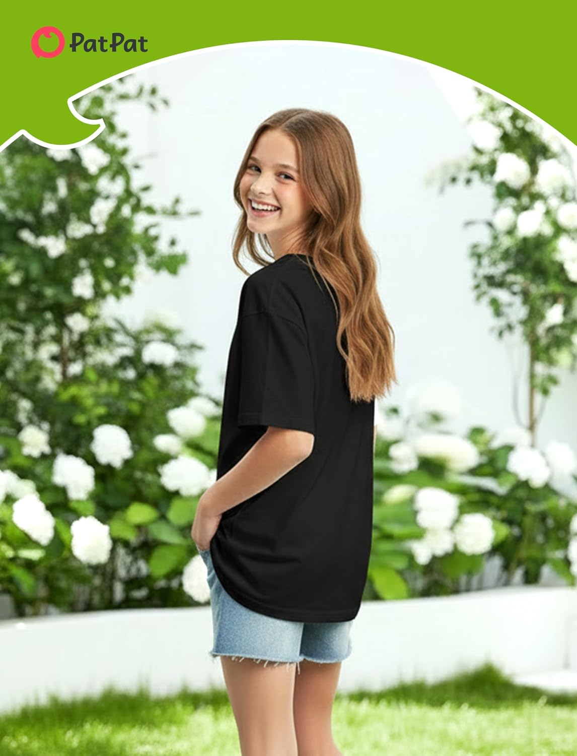PATPAT Girls Oversized T Shirts 6-16 Years Crew Neck Short Sleeve Loose Fit Baggy Tops Summer Casual Basic Tees - Image 4