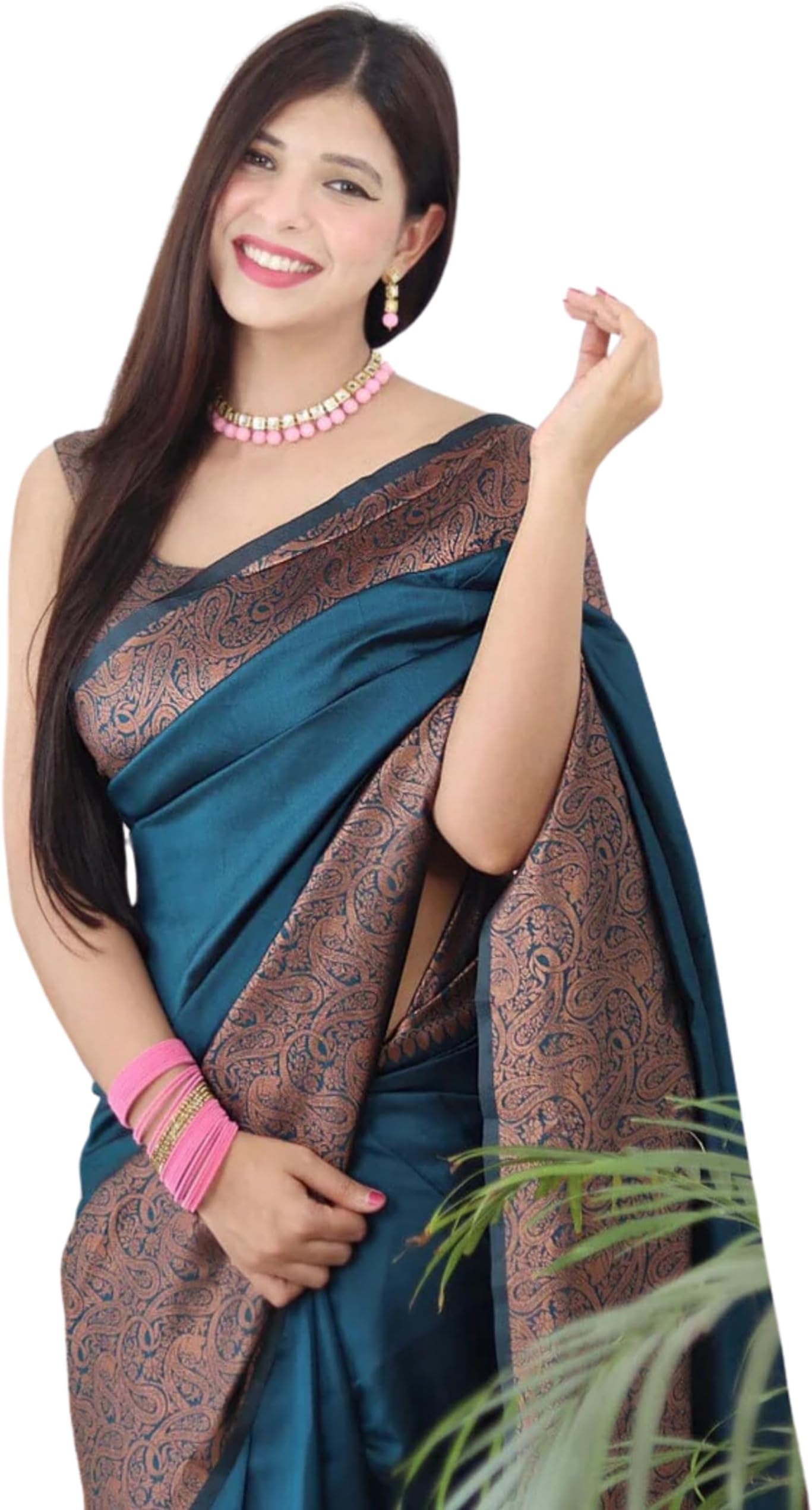 Pure Banarasi Style Women's Kanjivaram Silk Sari with Wedding Blouse (Yatri)