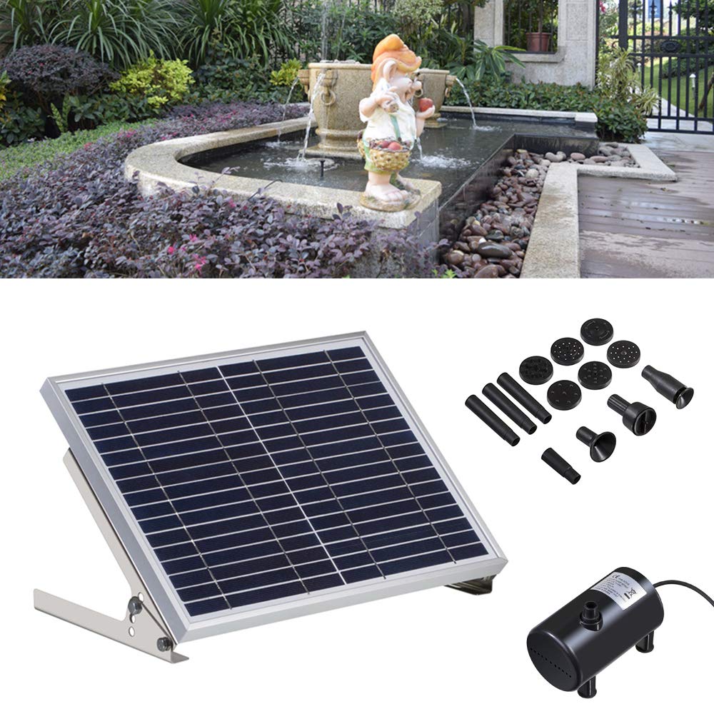 Fontana solare da 10 W, per esterni, upgrade fai da te, pompa per laghetto a energia solare, con 6 stili di fontana, pompa ad acqua solare per fontane, giardino, stagno, 1000 l/h