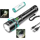 LED Flashlight High Lumens Rechargeable Zoomable Tactical Flashlights, Super Bright Handheld Flashlights. IPX6 Waterproof (18650 Battery Included) 4 Modes, for Camping, Hiking, Outdoor, Emergency