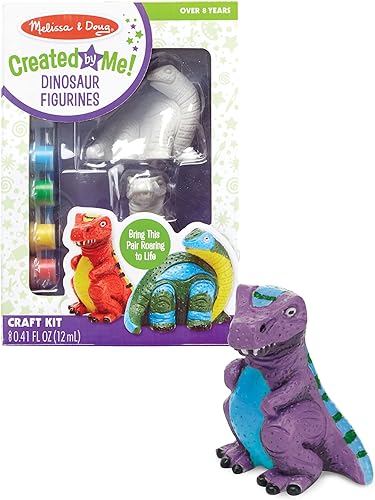 Miniatura 6 de Melissa  Doug Decorate-Your-Own Dinosaur kit de artesañías de figuras 2 dinosaurios de resina sólida pintada