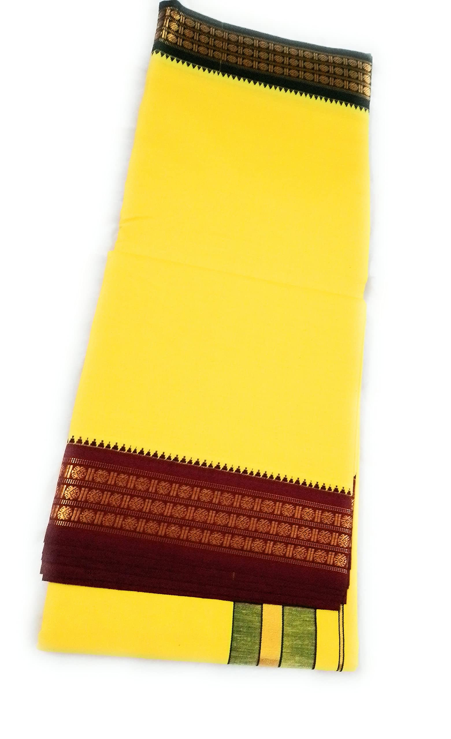 Men's Traditional Pure Cotton Bleached White Dhoti Border Size 9X5 (or) 4.15 Mtr Dhoti with 2.30 Mtr Angavastram_SG043
